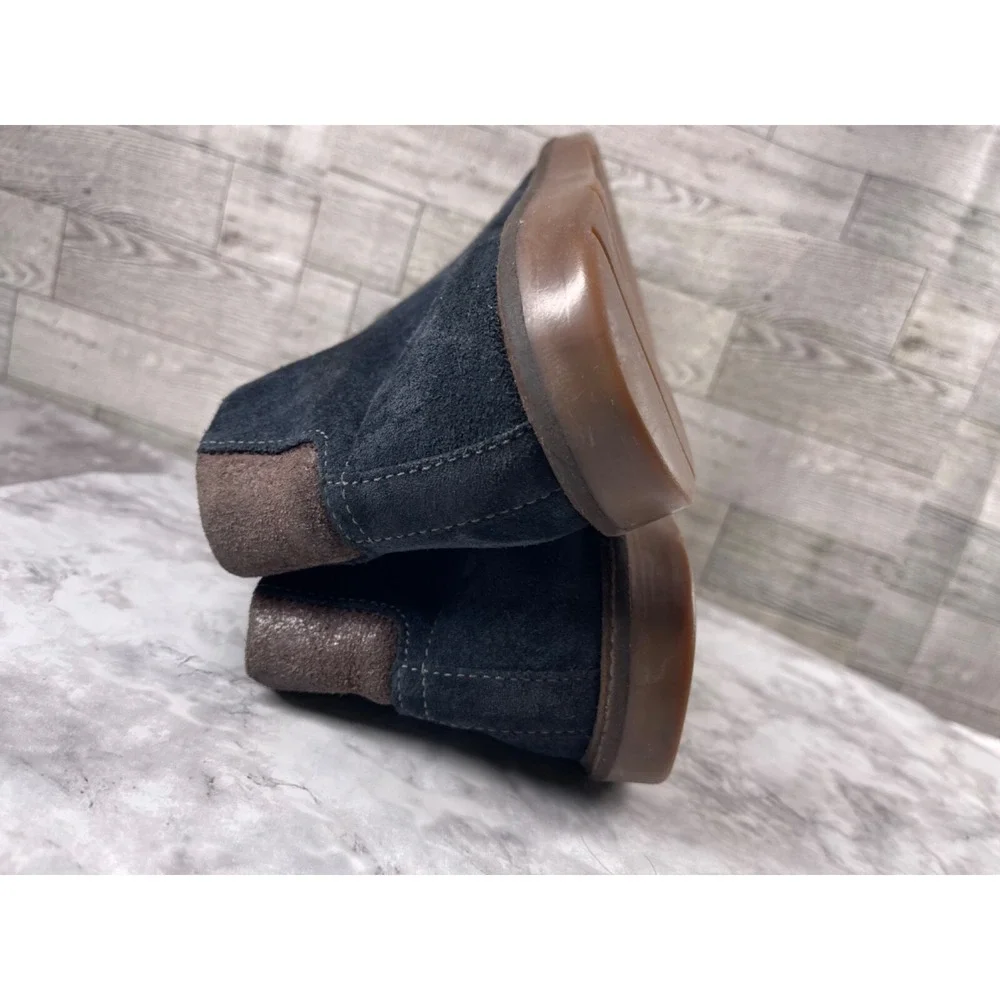 Clarks Bushacre Blue Suede Chukka Boots Mens 9.5M Lace Up Career Work Shoes